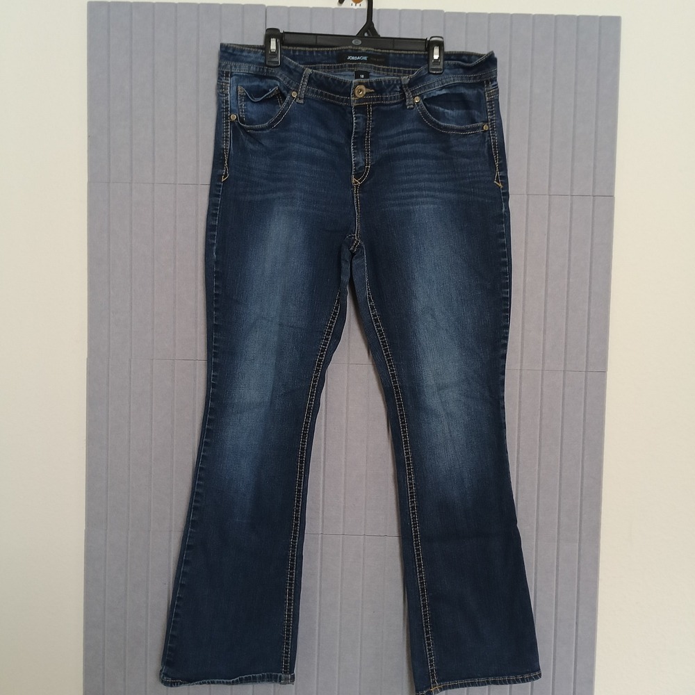 Jordache Slim Bootcut‎ Jeans Womens 18 Dark Wash Excellent Contrast Stitching